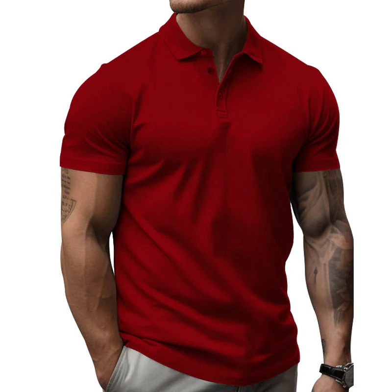Men's Solid SliLapel Short Sleeve Casal Polo Shirt - Image 7