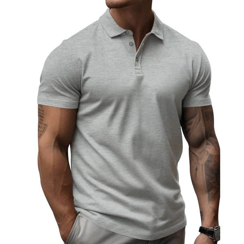 Men's Solid SliLapel Short Sleeve Casal Polo Shirt - Image 8
