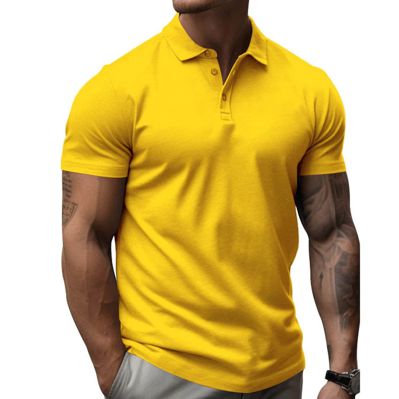 Men's Solid SliLapel Short Sleeve Casal Polo Shirt - Image 9