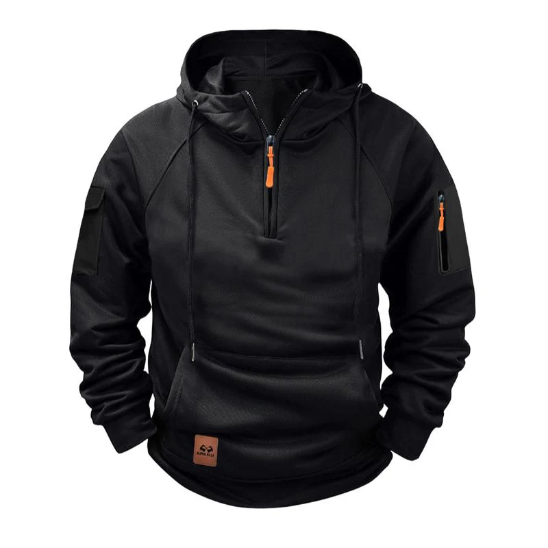 Men's Solid Zip-Up Hoodie Raglan Sleeve Sweatshirt - Image 2