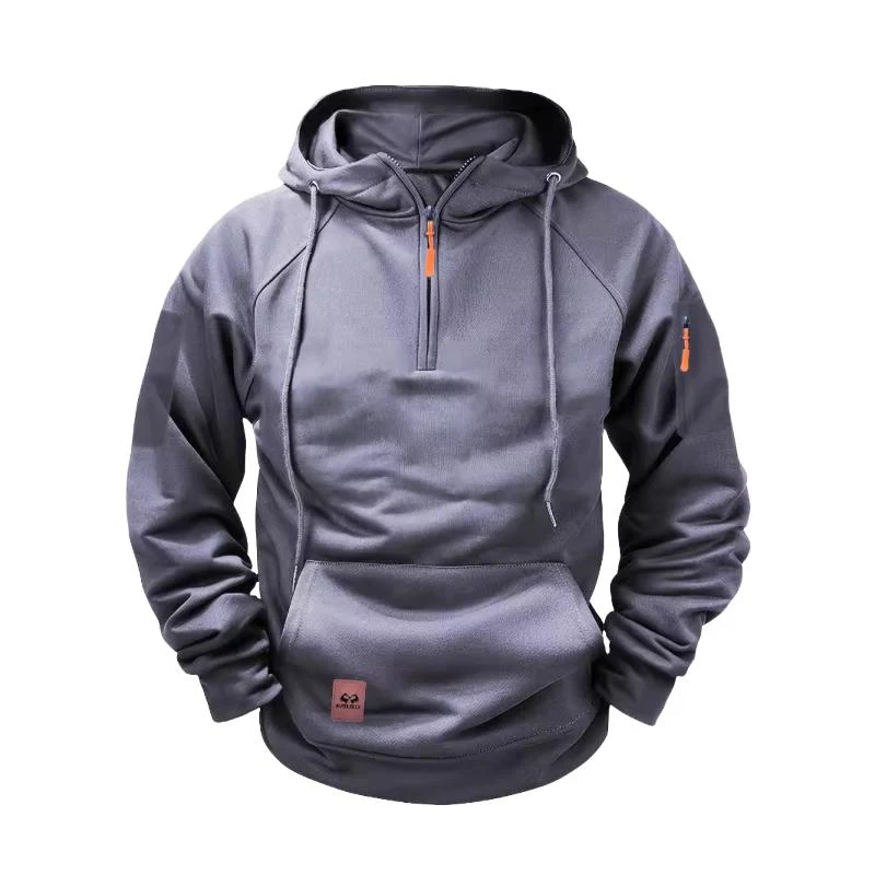 Men's Solid Zip-Up Hoodie Raglan Sleeve Sweatshirt - Image 3