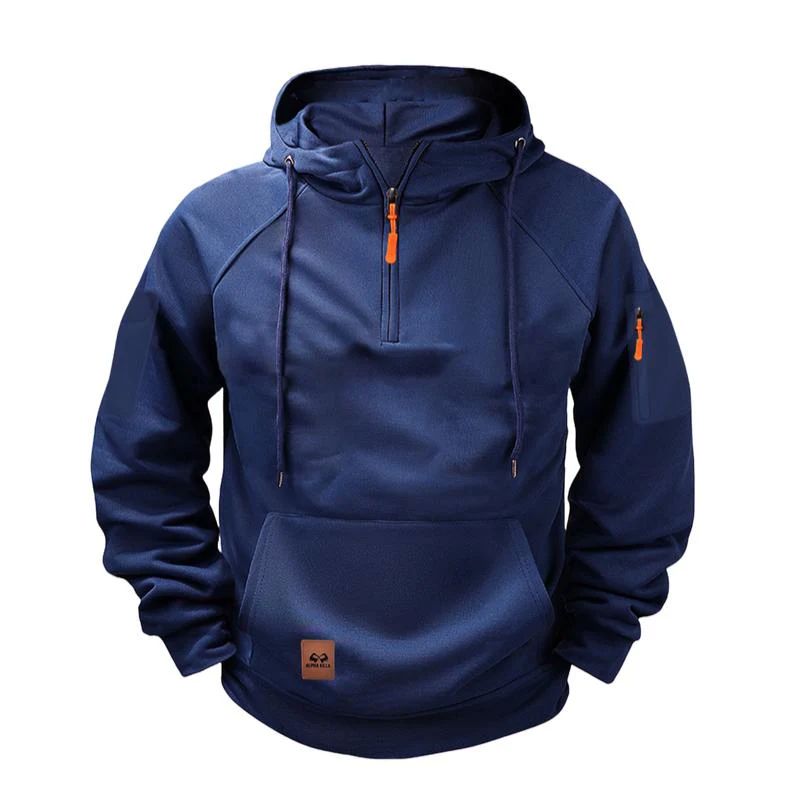 Men's Solid Zip-Up Hoodie Raglan Sleeve Sweatshirt - Image 4
