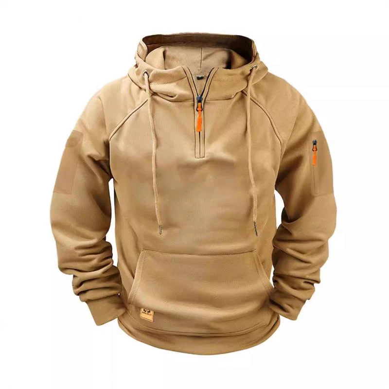 Men's Solid Zip-Up Hoodie Raglan Sleeve Sweatshirt - Image 5