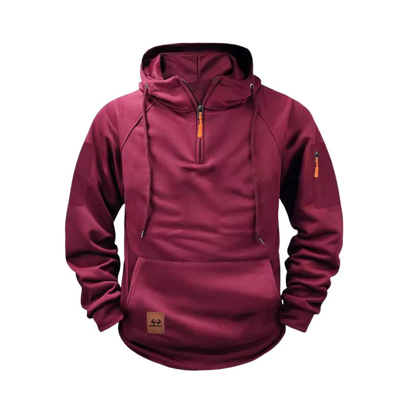 Men's Solid Zip-Up Hoodie Raglan Sleeve Sweatshirt - Image 6