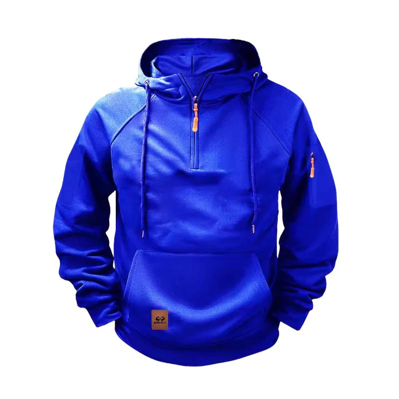 Men's Solid Zip-Up Hoodie Raglan Sleeve Sweatshirt - Image 7