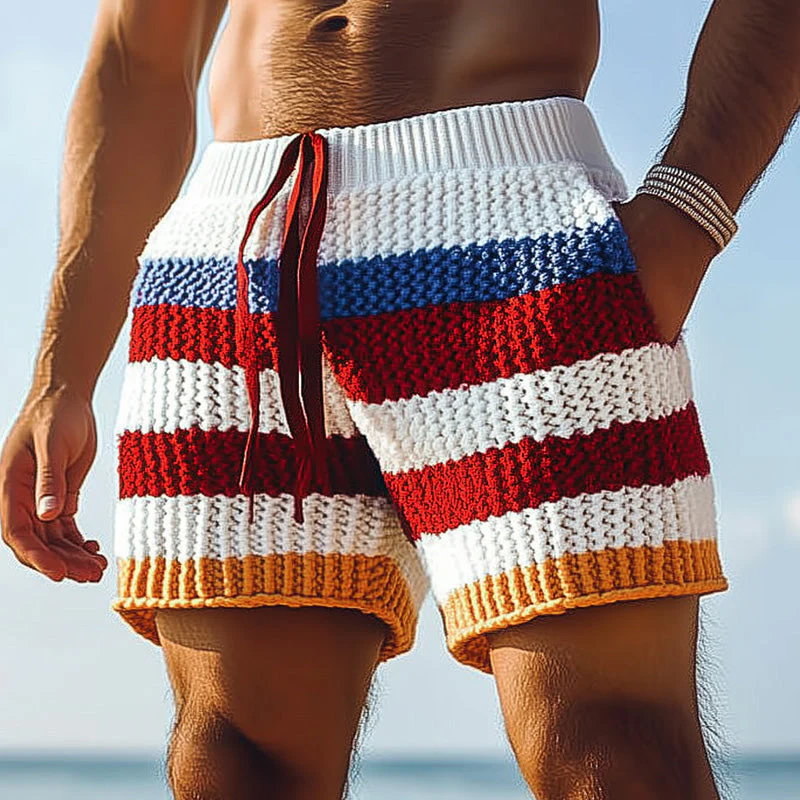 Men's Spring Fashion Striped Woven Sports Casal Shorts - Image 5