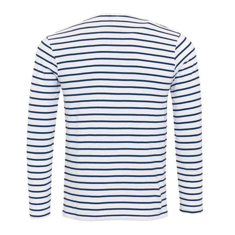 Men's Striped Henley Collar Long Sleeve Casal T-shirt - Image 4