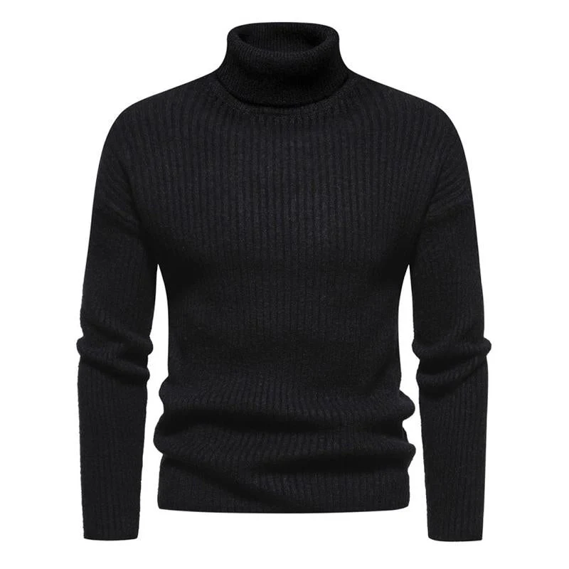 Men's Trtleneck Solid Color Sweater - Image 2