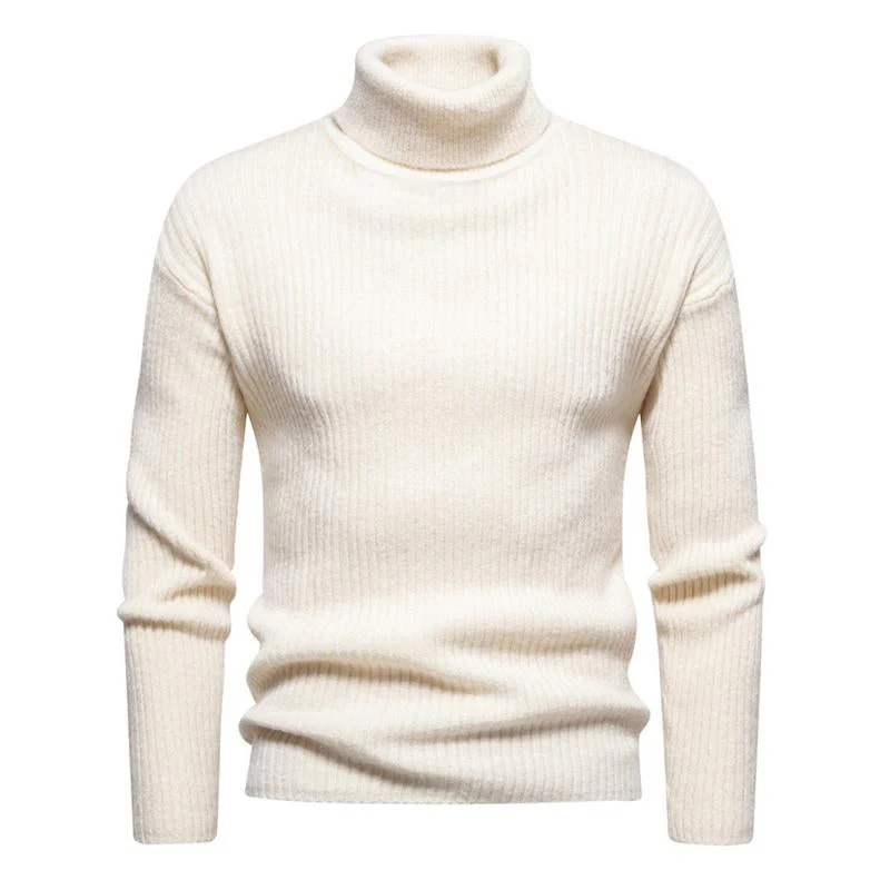 Men's Trtleneck Solid Color Sweater - Image 3