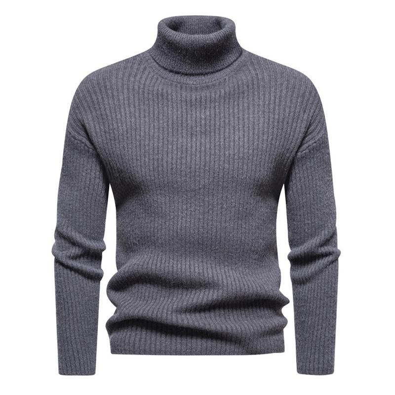 Men's Trtleneck Solid Color Sweater - Image 4