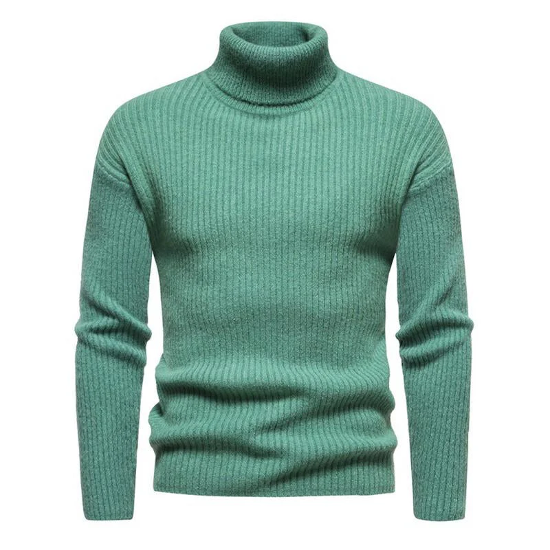 Men's Trtleneck Solid Color Sweater - Image 7