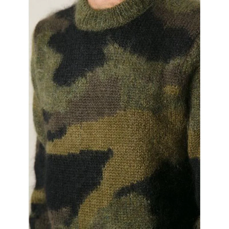 Men's Vine Camoflage Jacqard Crew Neck Sweater - Image 3
