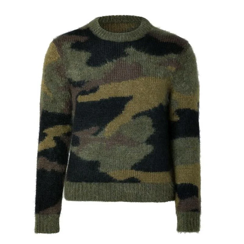 Men's Vine Camoflage Jacqard Crew Neck Sweater - Image 4