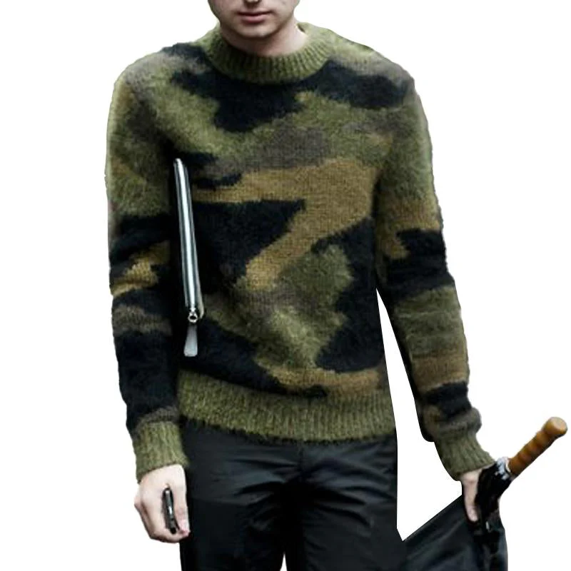 Men's Vine Camoflage Jacqard Crew Neck Sweater - Image 5