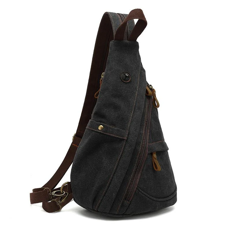 Men's Vine Canvas Solid Color Chest Bag - Image 2