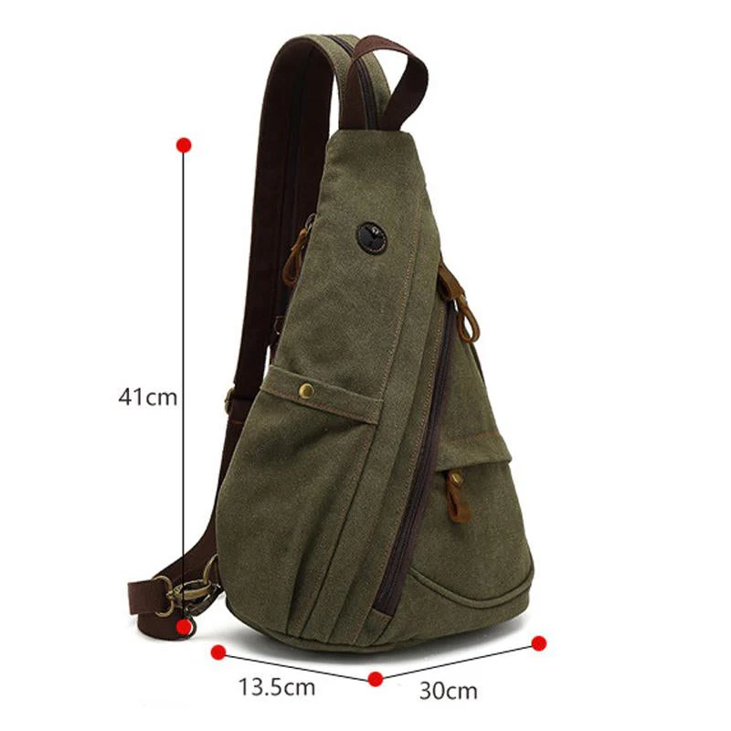 Men's Vine Canvas Solid Color Chest Bag - Image 6
