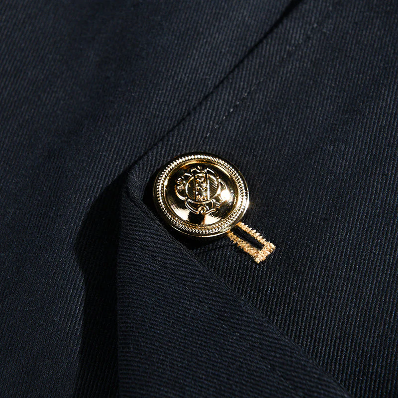 Men's Vintage Casual Solid Stand Collar Button Jacket - Image 4