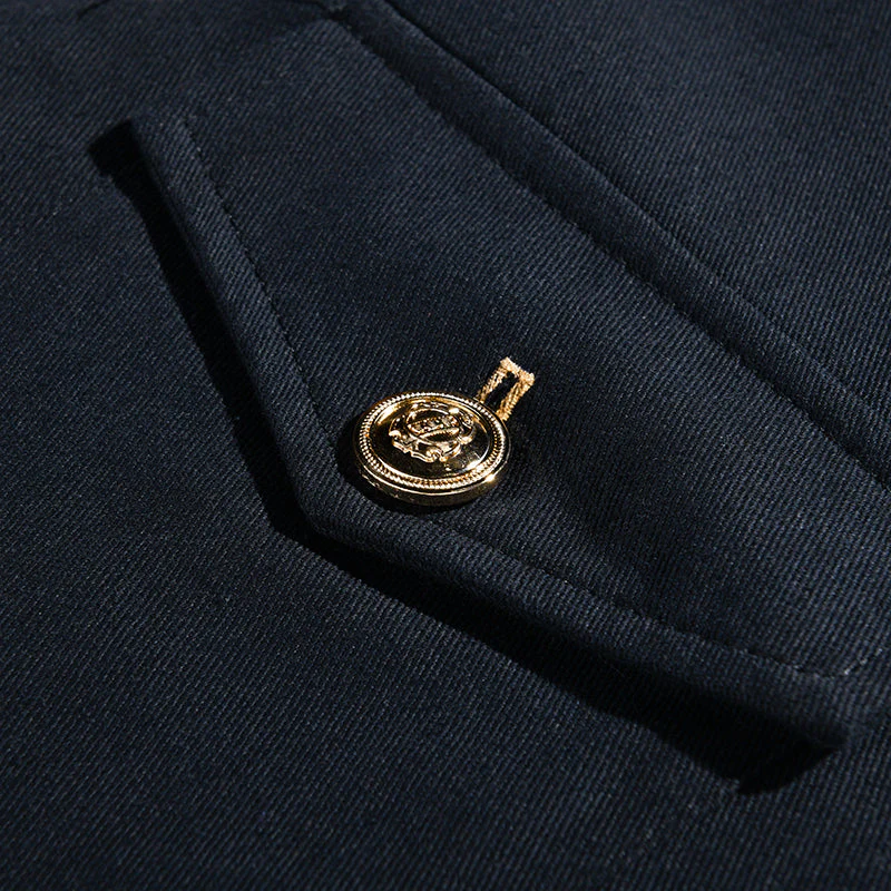 Men's Vintage Casual Solid Stand Collar Button Jacket - Image 6