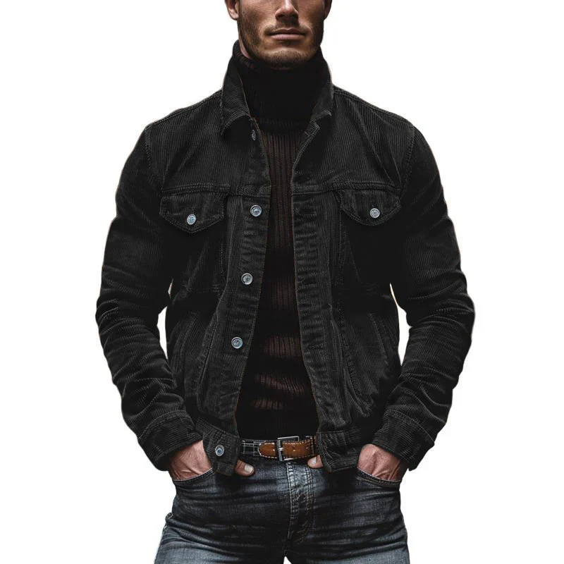 Men's Vine Cordroy Lapel Single Breastedlti-Pocket Work Jacket - Image 10