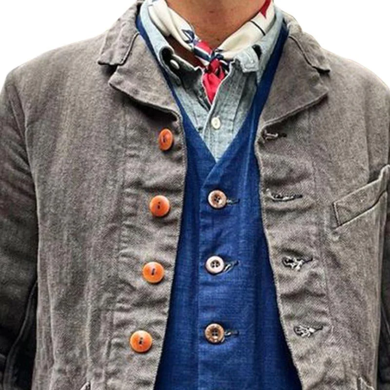 Men's Vine Lapellti Pocket Solid Color Jacket - Image 2