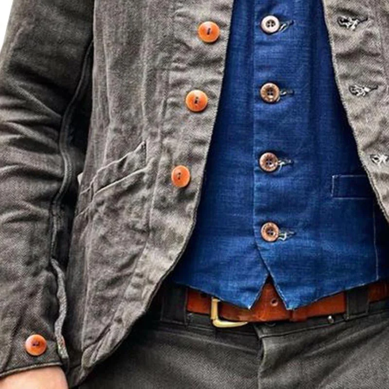 Men's Vine Lapellti Pocket Solid Color Jacket - Image 3