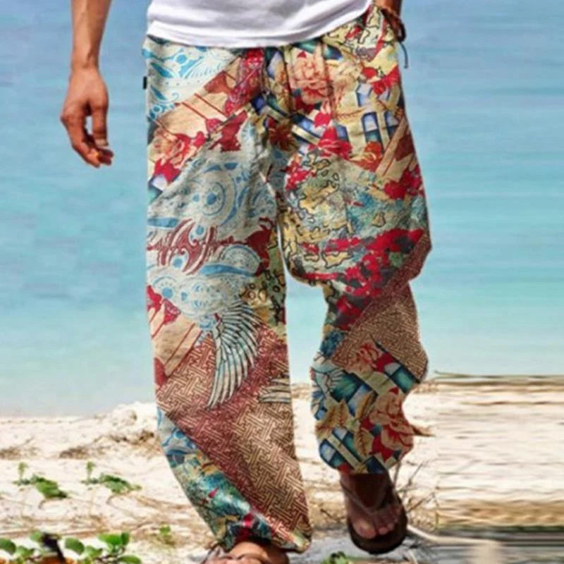 Men's Vine Loose Printed Drawstring Pants - Image 3