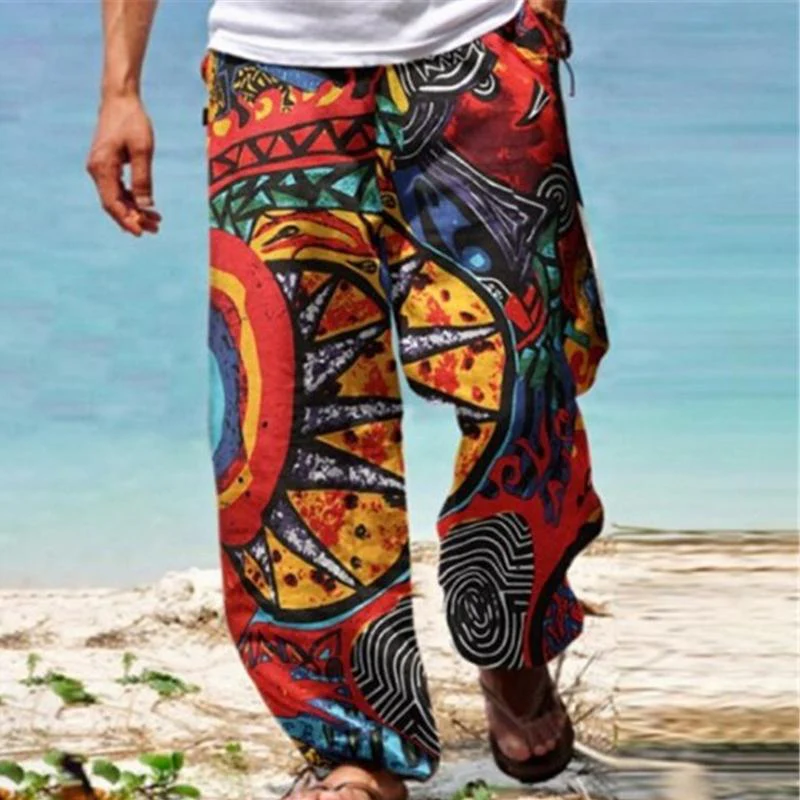 Men's Vine Loose Printed Drawstring Pants - Image 4