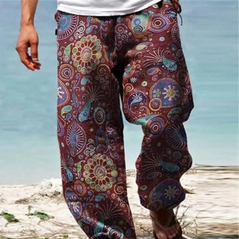 Men's Vine Loose Printed Drawstring Pants - Image 6