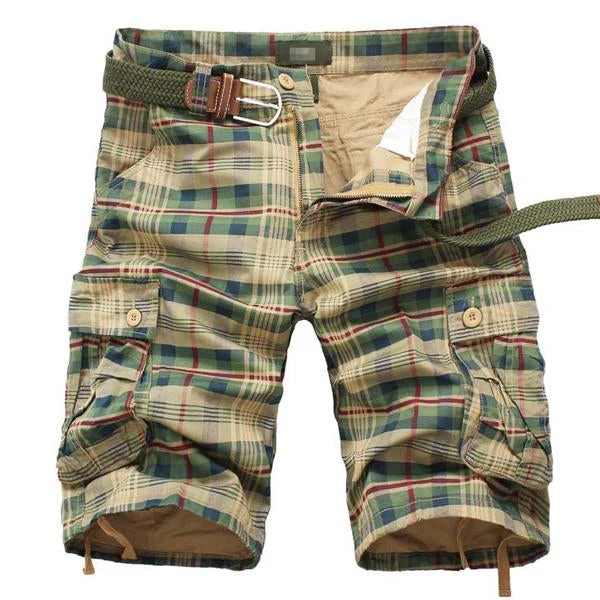 MEN'S VINE POCKET PLAID SHORTS （WITHOT BELT） - Image 4