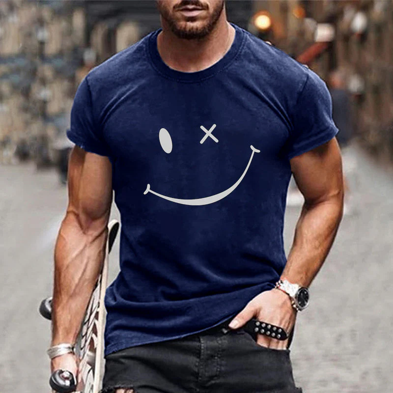 Men's Vine Smiley Print Rond Neck Short Sleeve T-Shirt - Image 3