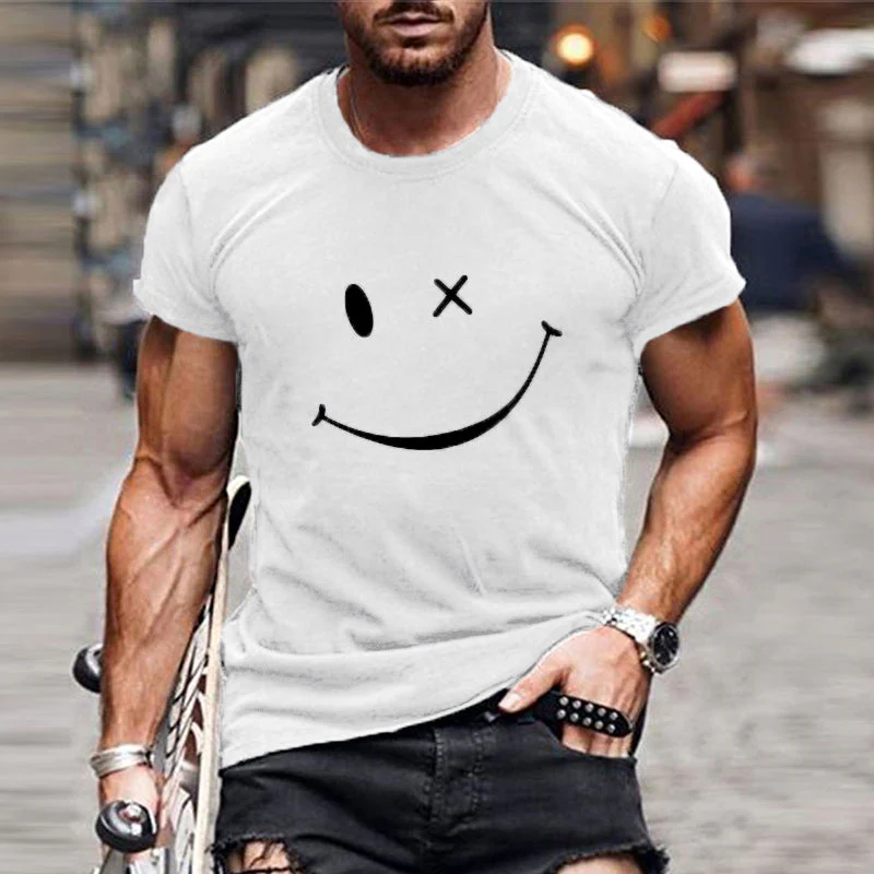 Men's Vine Smiley Print Rond Neck Short Sleeve T-Shirt - Image 4