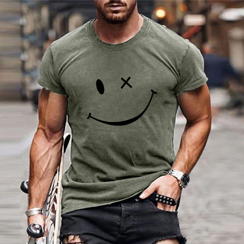 Men's Vine Smiley Print Rond Neck Short Sleeve T-Shirt - Image 5