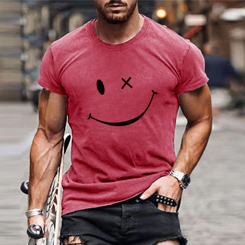 Men's Vine Smiley Print Rond Neck Short Sleeve T-Shirt - Image 7