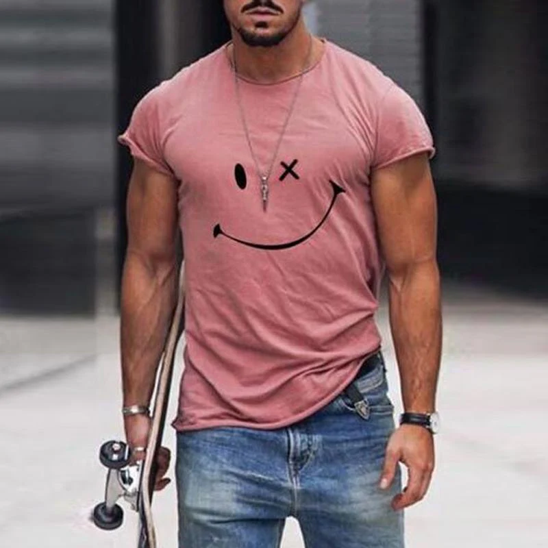 Men's Vine Smiley Print Rond Neck Short Sleeve T-Shirt - Image 8
