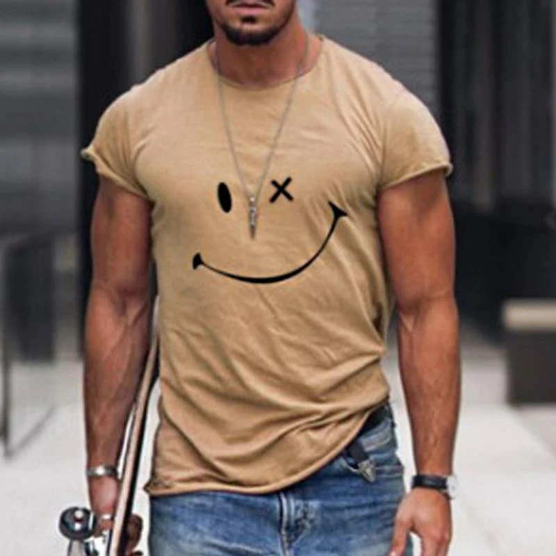 Men's Vine Smiley Print Rond Neck Short Sleeve T-Shirt - Image 9
