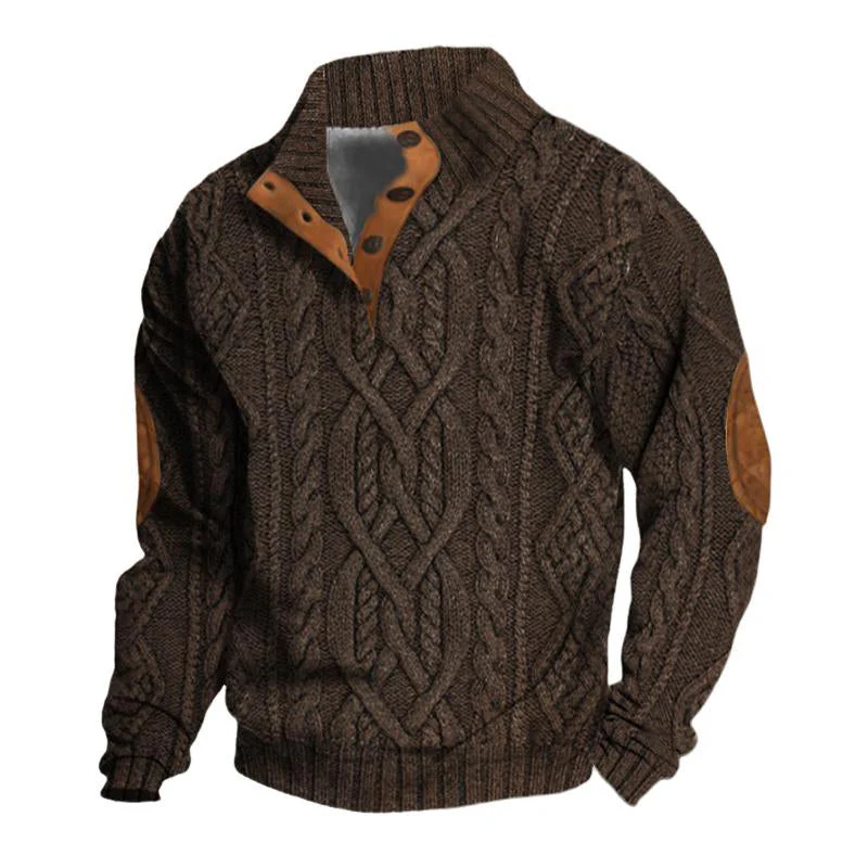Men's Vine Stand Collarnitted Cable Sweater - Image 11
