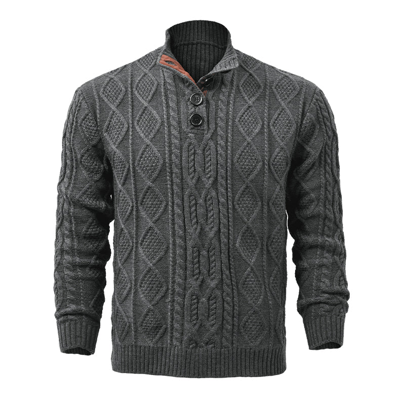 Men's Vine Stand Collarnitted Cable Sweater - Image 6