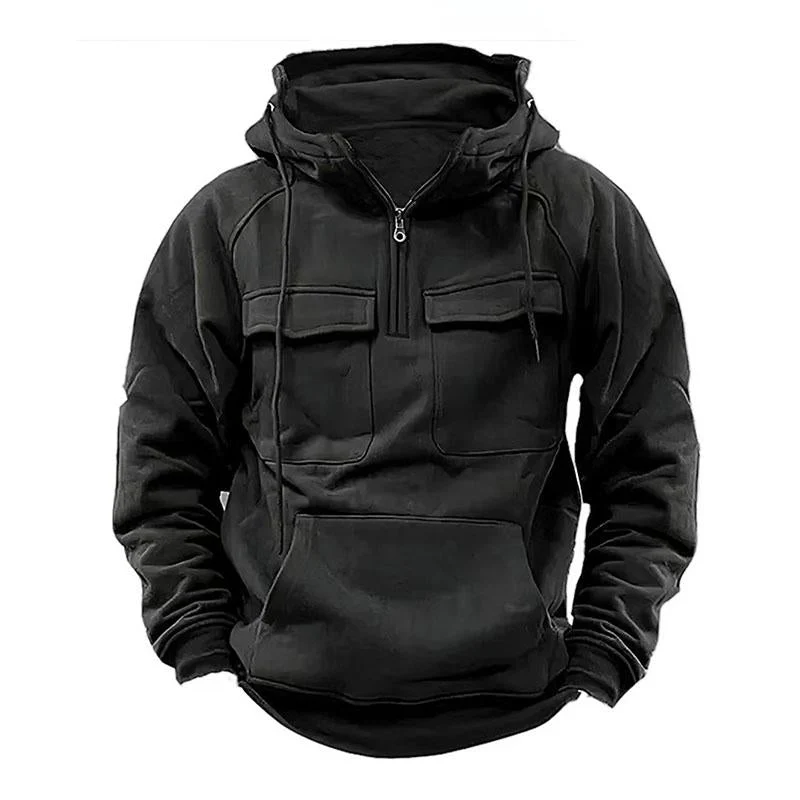 Men's Vine Thickened WarMlti-pocket Loose Long Sleeve Hoodie - Image 2