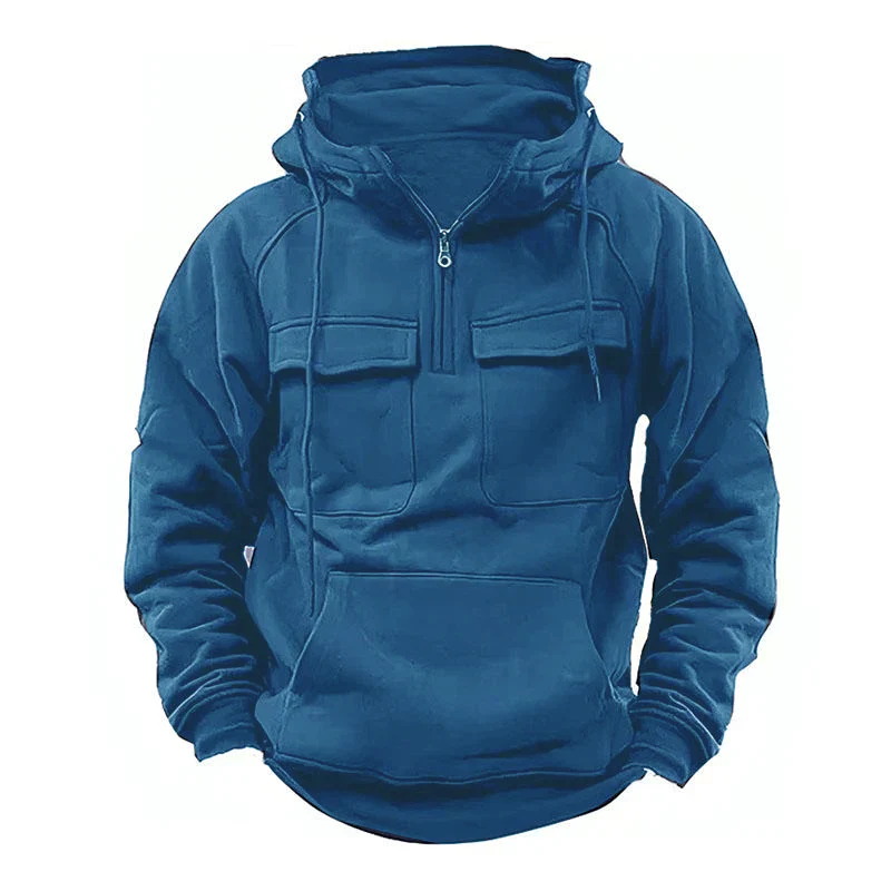 Men's Vine Thickened WarMlti-pocket Loose Long Sleeve Hoodie - Image 3