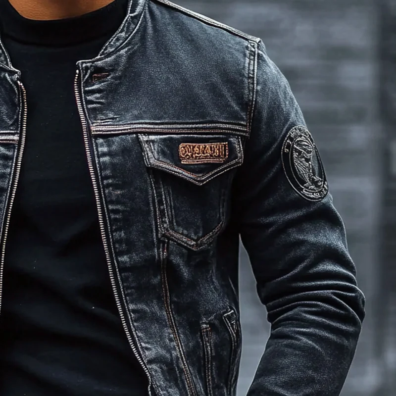Men's Vine Washed Baseball Collar SliFit DeniJacket - Image 6