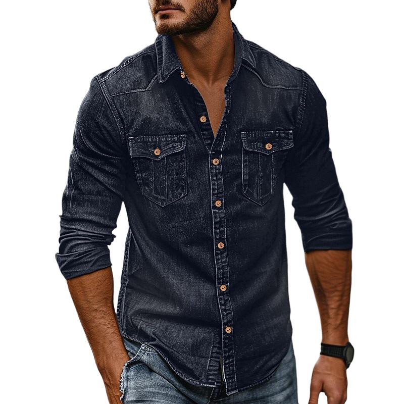 Men's Vine Washed Distressed DeniLapel Shirt - Image 2