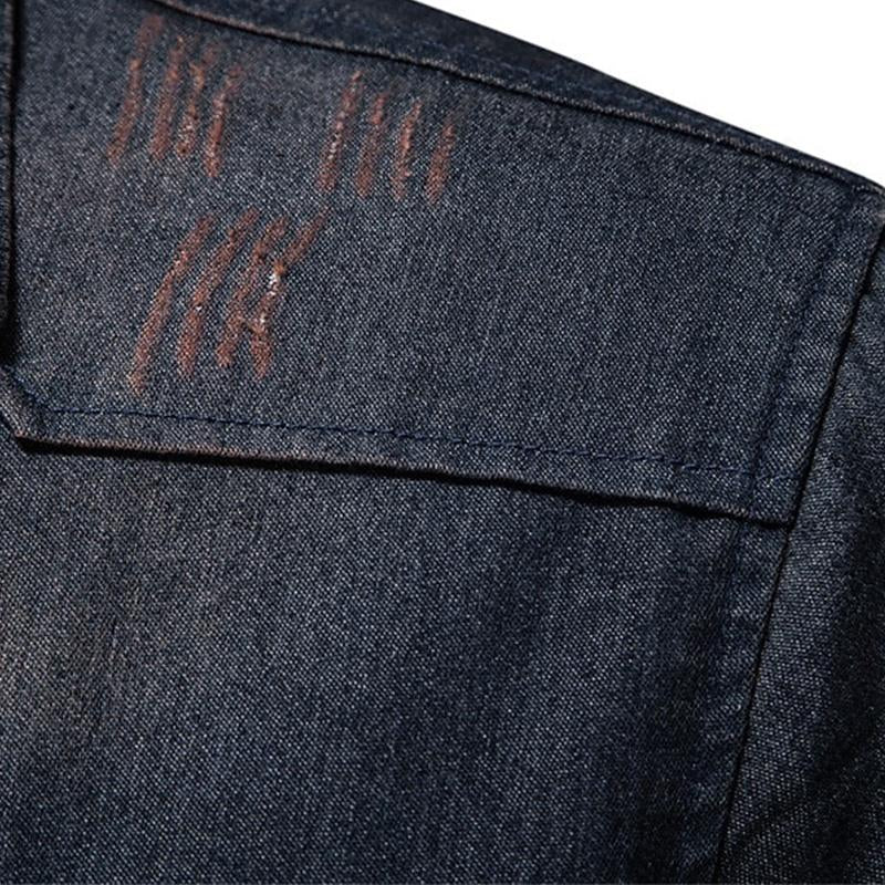 Men's Vine Washed Distressed DeniLapel Shirt - Image 4