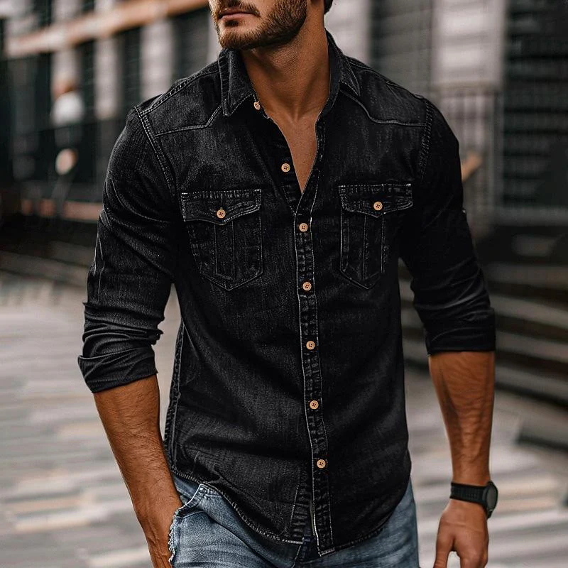 Men's Vine Washed Distressed DeniLapel Shirt - Image 6