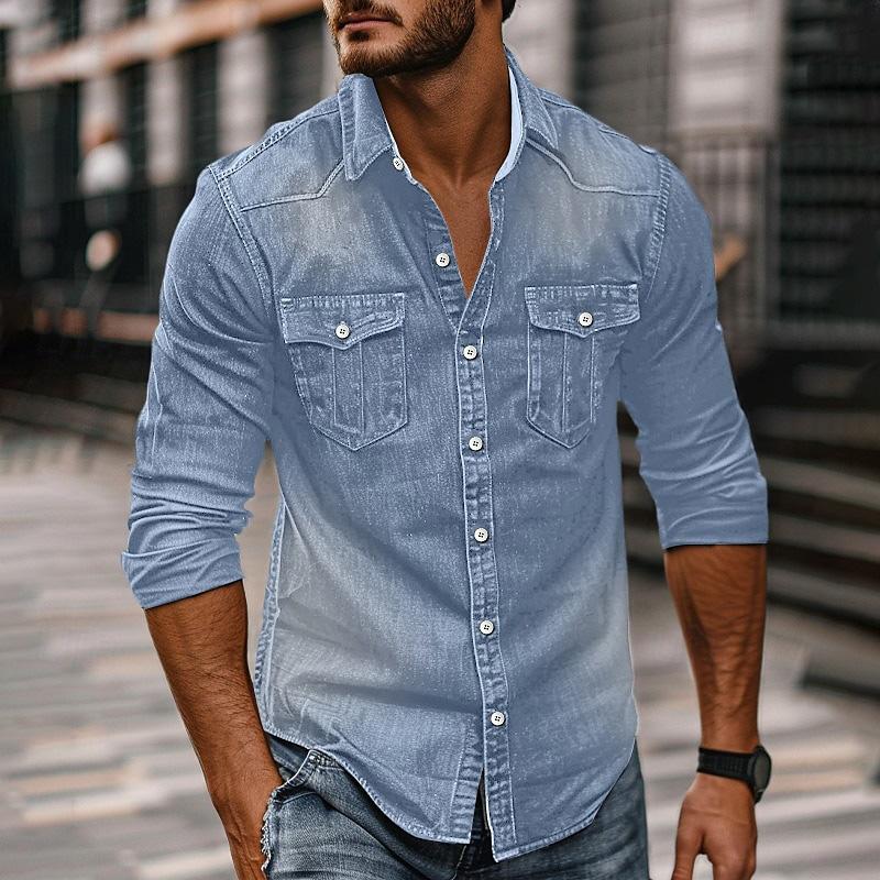 Men's Vine Washed Distressed DeniLapel Shirt - Image 7