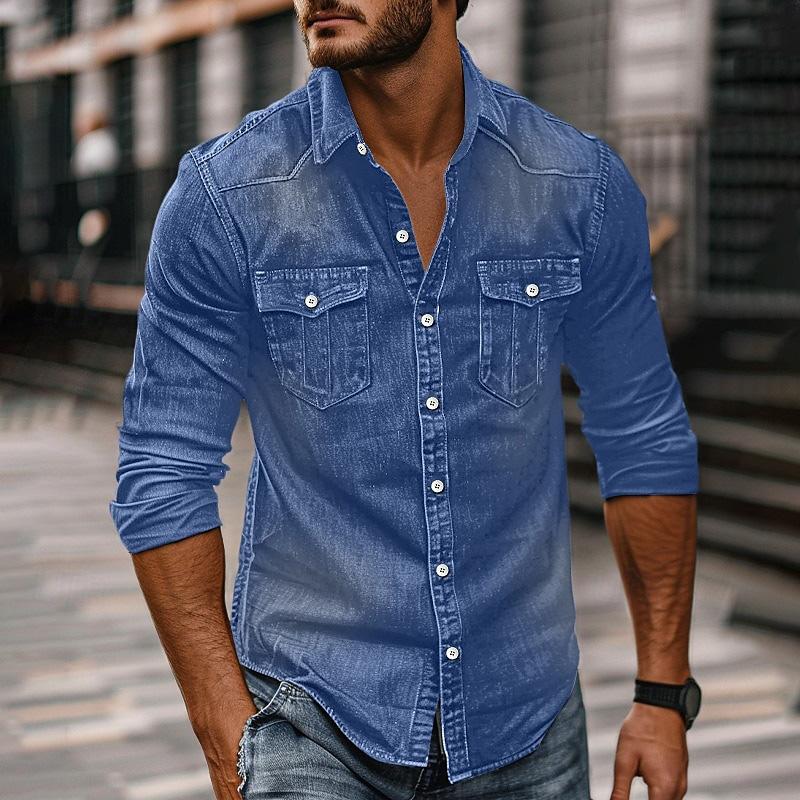 Men's Vine Washed Distressed DeniLapel Shirt - Image 9