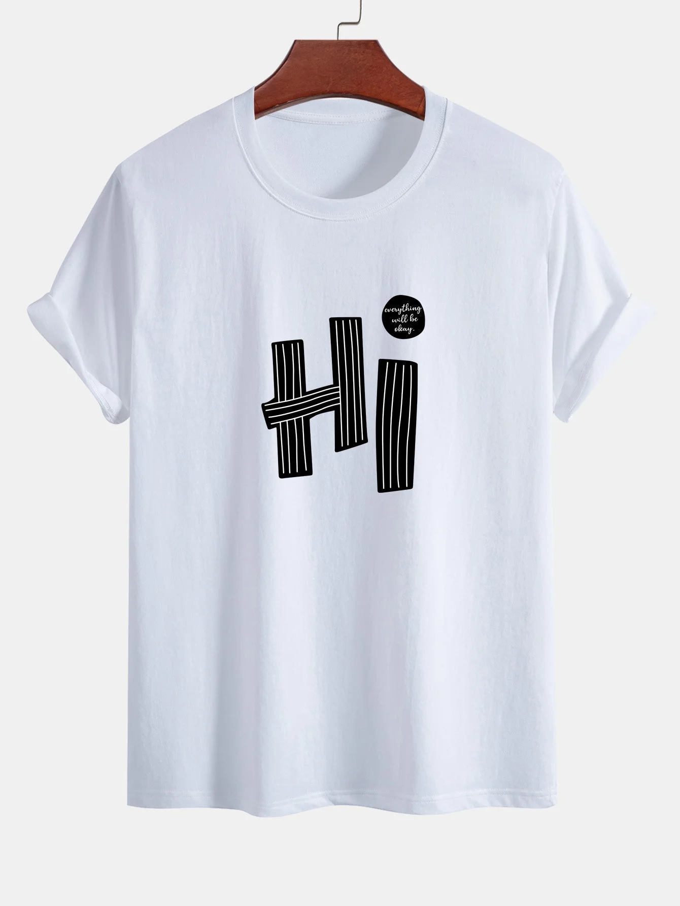 Mercurio® | Hi Slogan Lines Print Cotton T-Shirt - Image 2