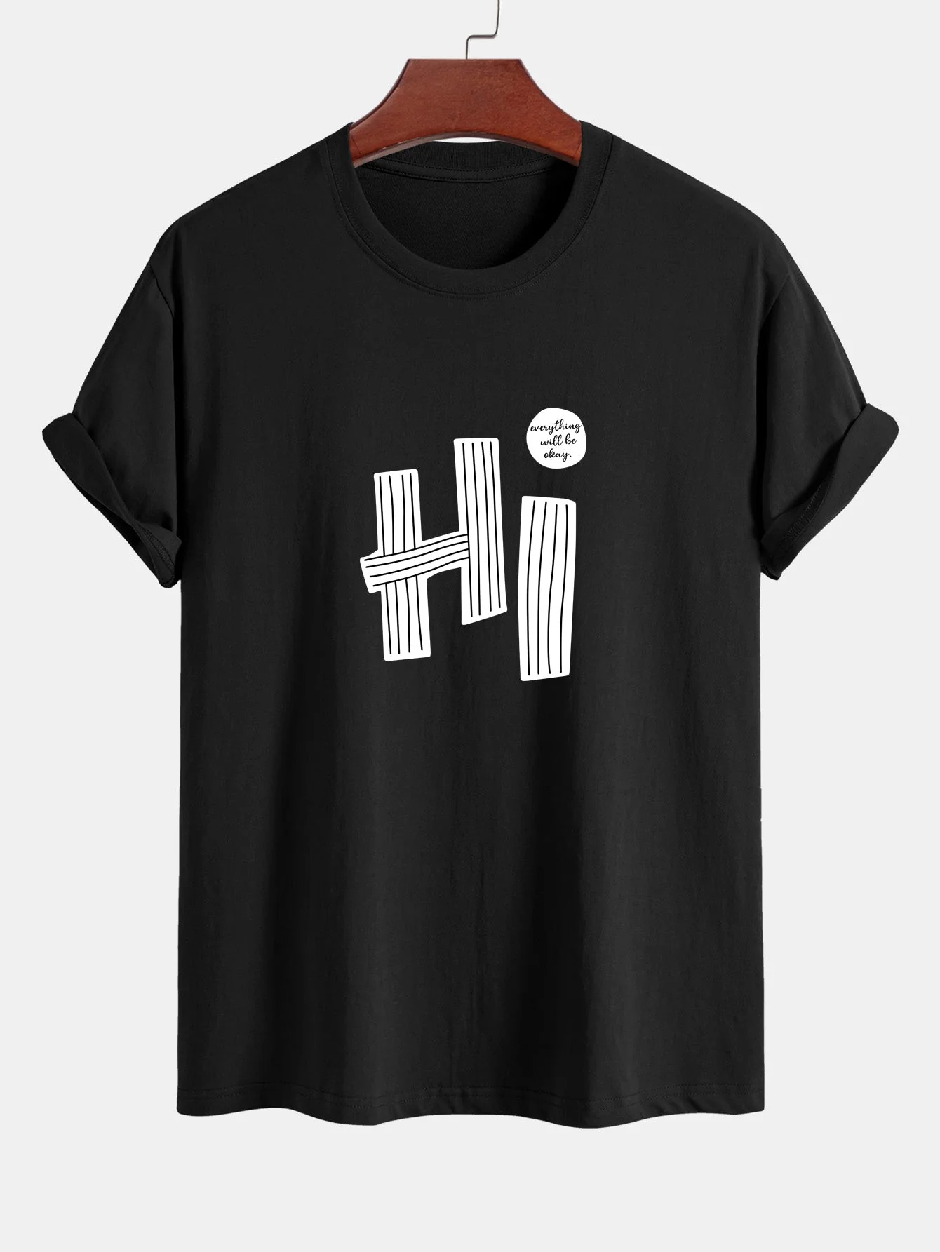 Mercurio® | Hi Slogan Lines Print Cotton T-Shirt - Image 3