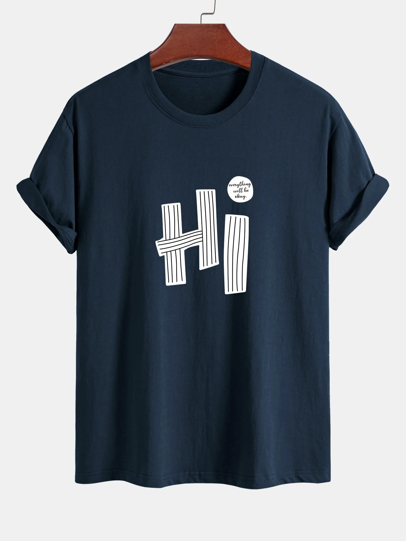 Mercurio® | Hi Slogan Lines Print Cotton T-Shirt - Image 5