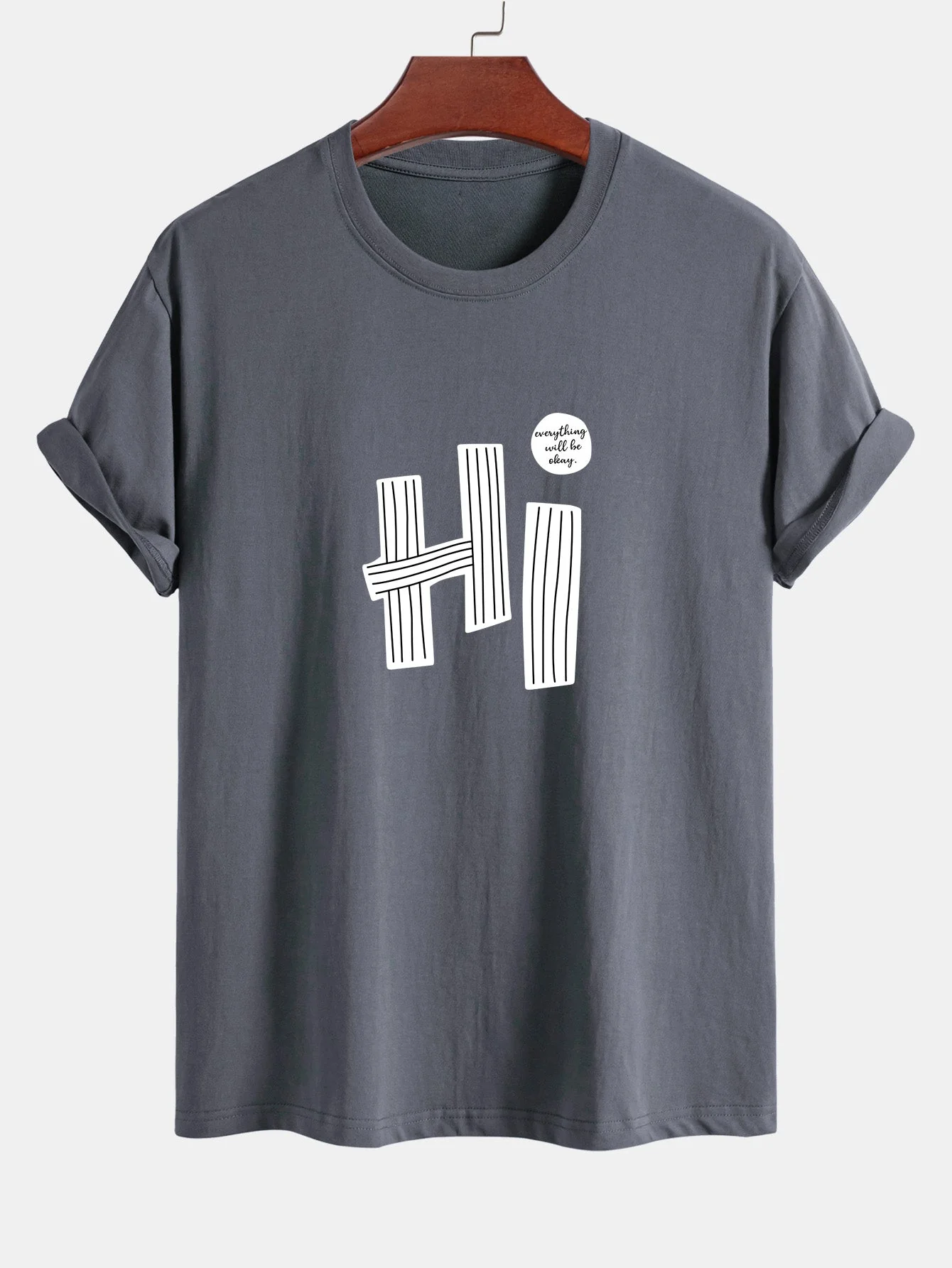 Mercurio® | Hi Slogan Lines Print Cotton T-Shirt - Image 7