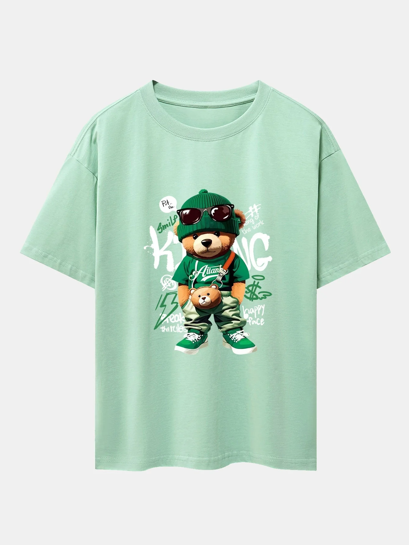 Micaías® | Graffiti Bear Print Drop Shoulder Oversize T-Shirt - Image 10